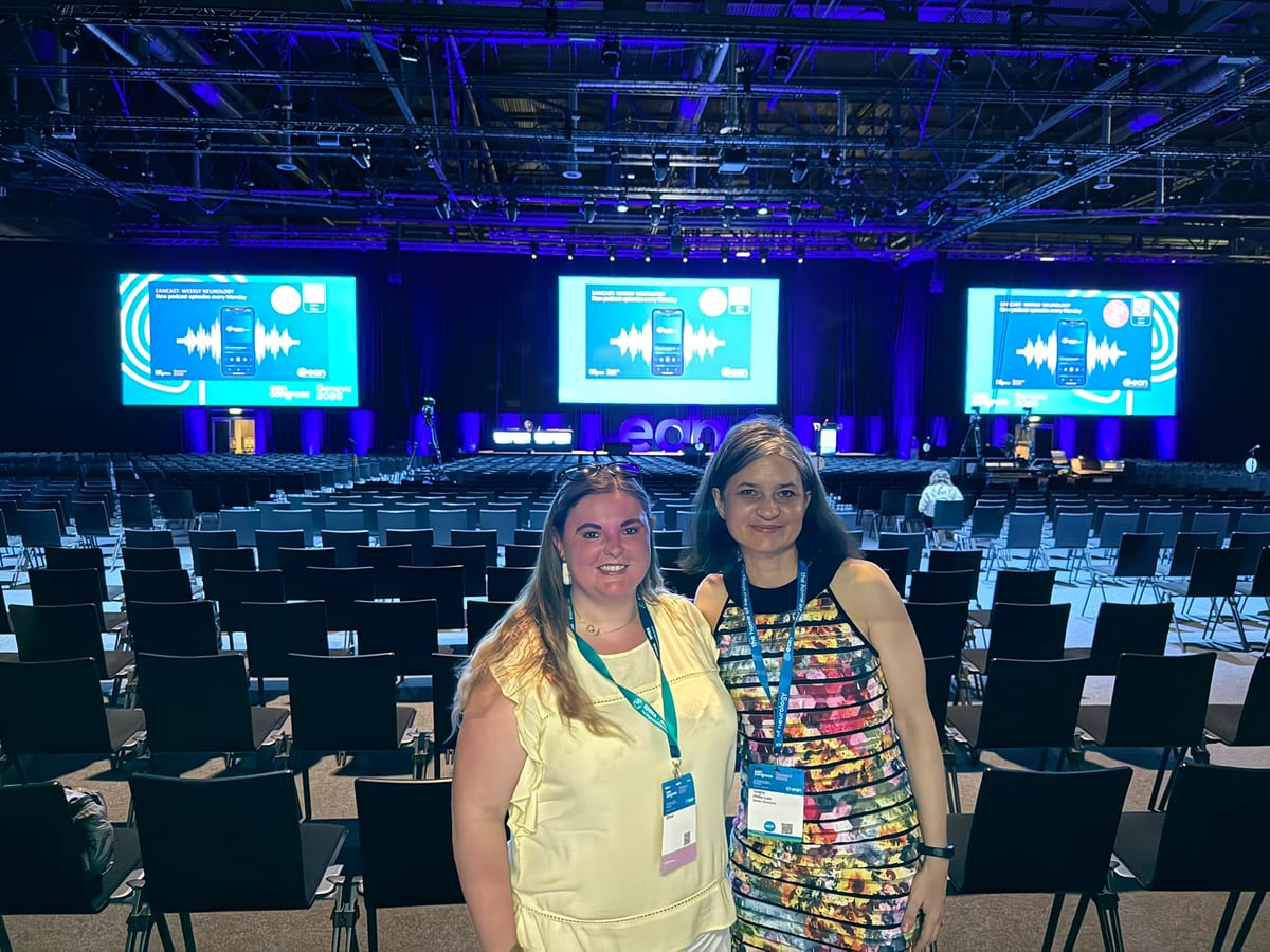 Tamara Brandstätter mit Prof. Holle-Lee beim EMHA Patient Summit in Genf