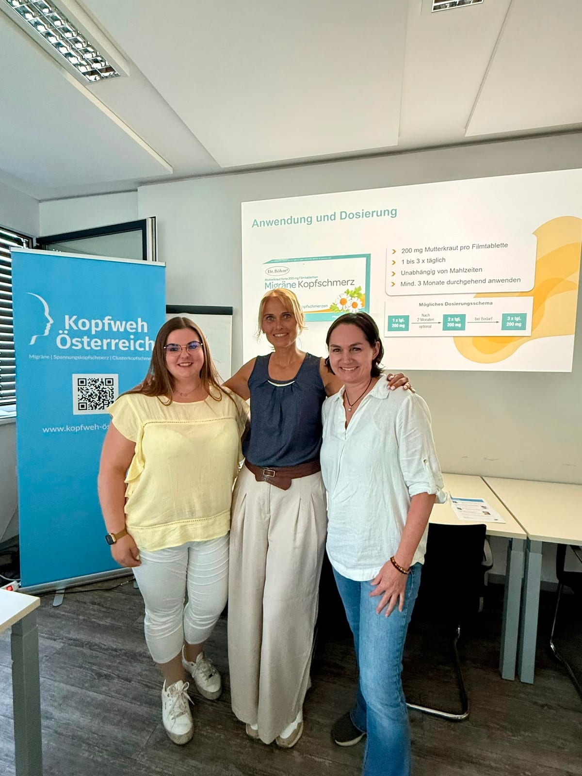 Tamara, Kati und Claudia beim Präsenzvortrag in Graz