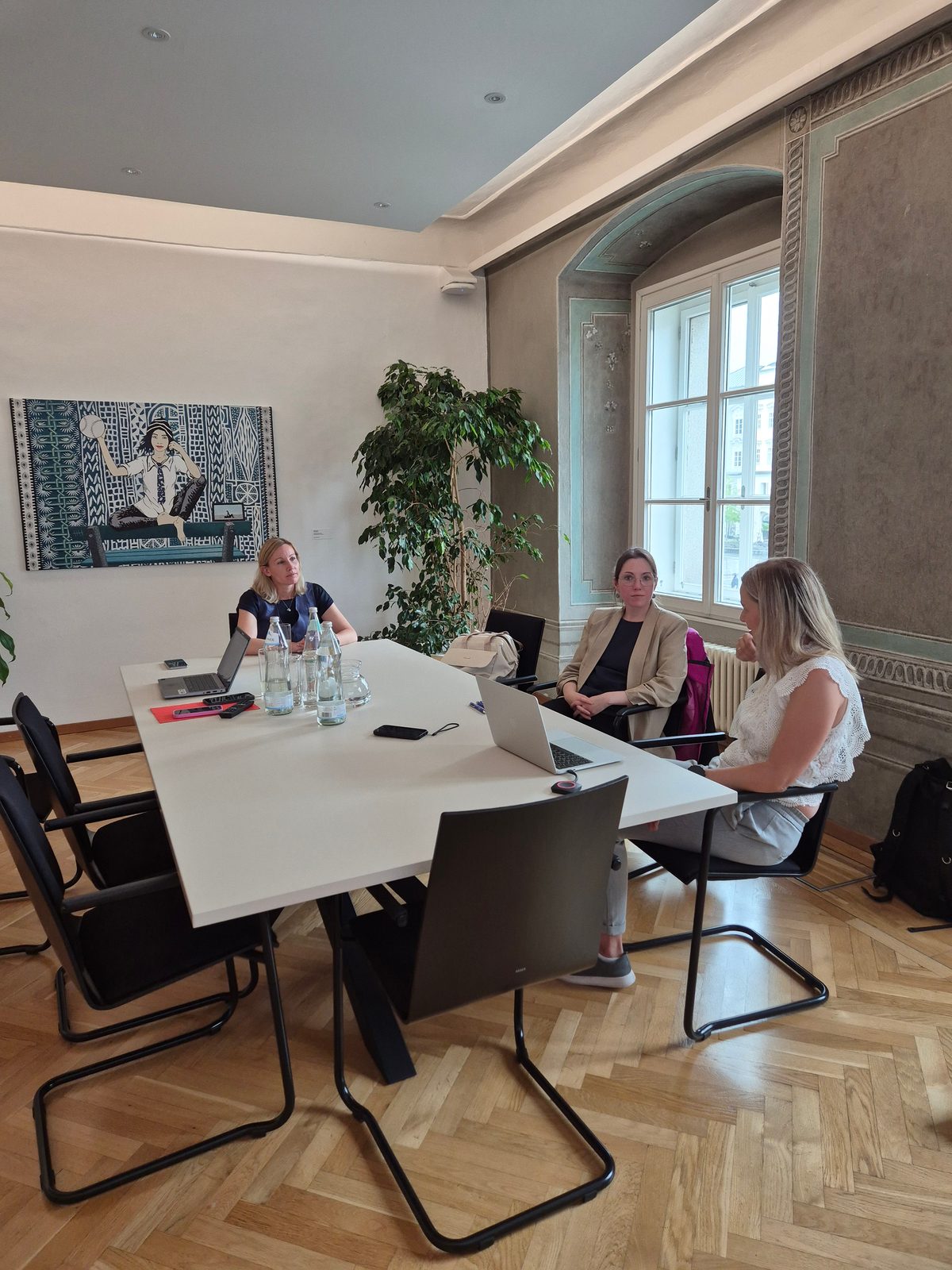 Gespräch am Konferenztisch während des Termins bei der Linzer Vizebürgermeisterin.